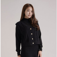 무지 버튼 브이넥 니트 조끼 베스트