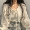 벌룬 소매 볼레로 가디건
