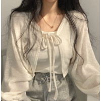 벌룬 소매 볼레로 가디건