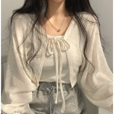 벌룬 소매 볼레로 가디건